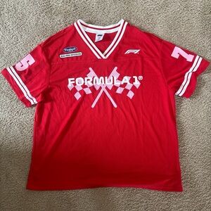 Hybrid Apparel Red Shirt with White Stripes XXL. Says XXL but fits as a L.